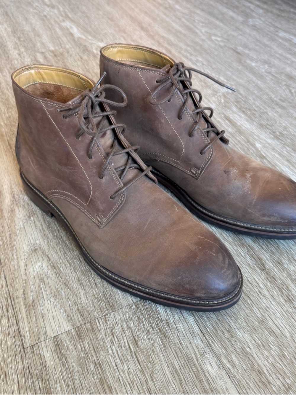 Cole Haan Men's Brown Leather Lace-Up Boots